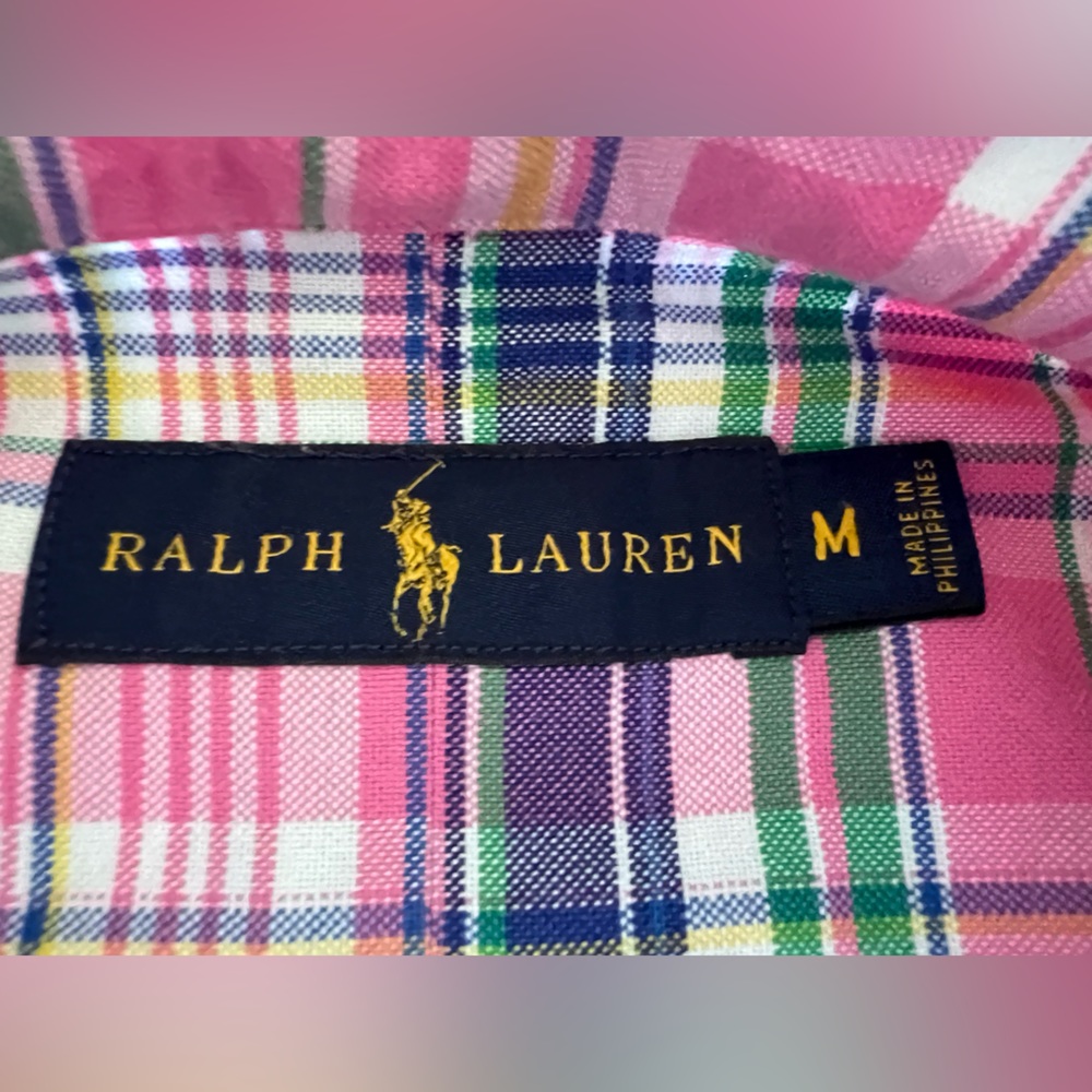 Ralph Lauren Polo Pink Plaid Long Sleeved Button Up Shirt Size Medium - Picture 5 of 11